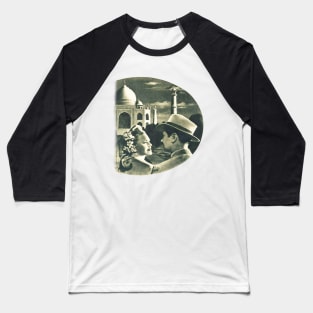 Romantic couple in oriental, arabic landscape and with vintage black and white Baseball T-Shirt